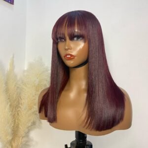 14 inches Dark Burgundy Fringe Raw Donor Bonestraight