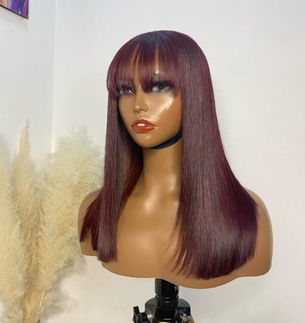 14 inches Dark Burgundy Fringe Raw Donor Bonestraight
